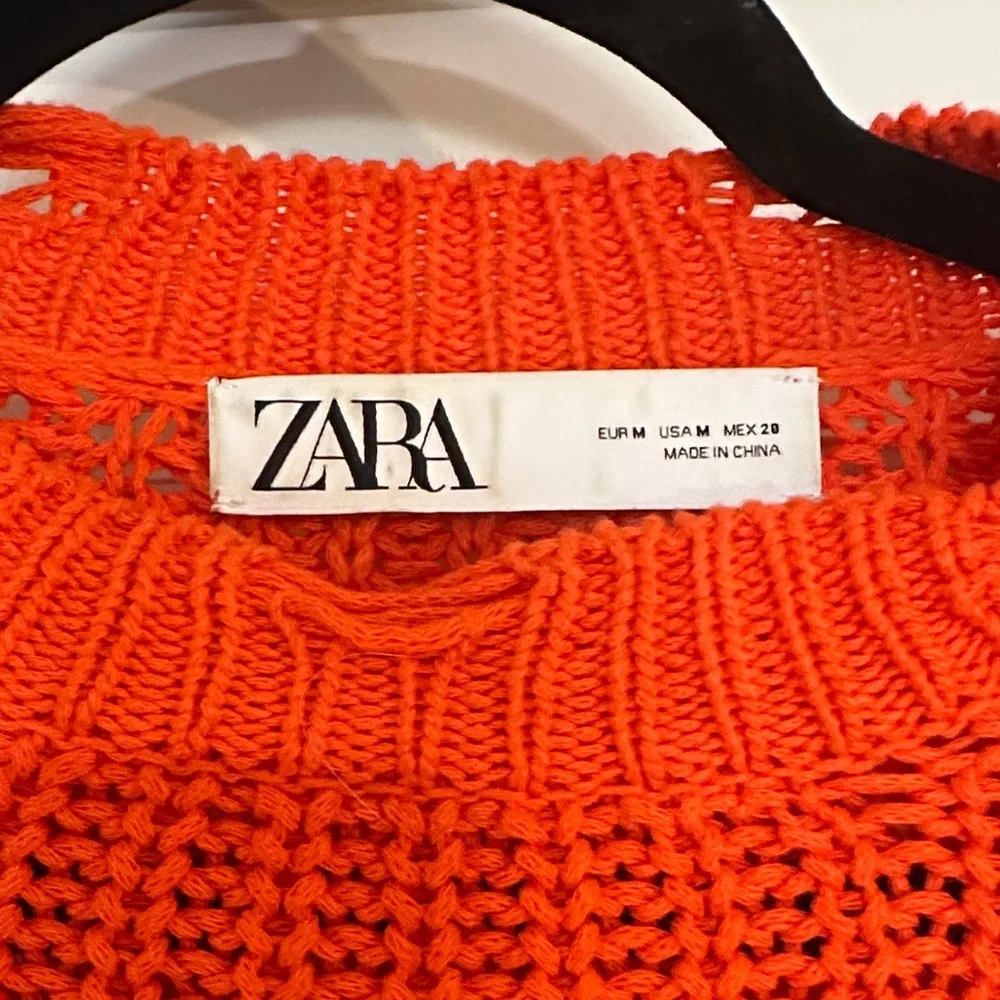 Zara Vibrant Orange Crew Neck Sweater - Picture 3 of 5